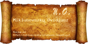 Miklusovszky Ovidiusz névjegykártya